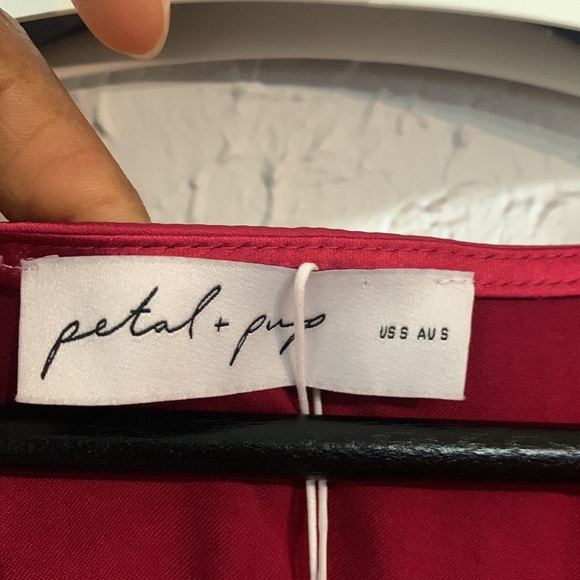 Petal and Pup Dress NWT Flawed Ricki Maxi Ruby Wine Small Satin Butterfly Sleeve - Picture 3 of 17